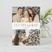 Feliz Navidad スペインの切り絵エフェクト 写真 シーズンカード (スタンド正面)