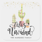 Feliz Navidad | スペイン語のクリスマステーマのステッカー スクエアシール (正面)