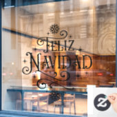 Feliz Navidad スペイン語 メリークリスマス タイポグラフィ ウィンドウサイン (カフェ窓)