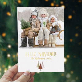 Feliz Navidad フォト エレガント クリスマス ゴールド スクリプト 箔シーズンカード