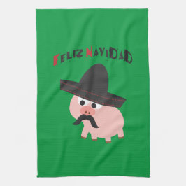 Feliz Navidad! ブタ キッチンタオル