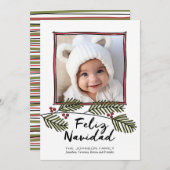 Feliz Navidad – ブランチ付きMerry Christmas写真 シーズンカード (正面/裏面)