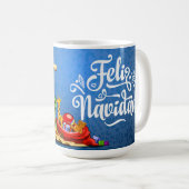"Feliz Navidad"マグカップ， 15 oz コーヒーマグカップ (正面右)