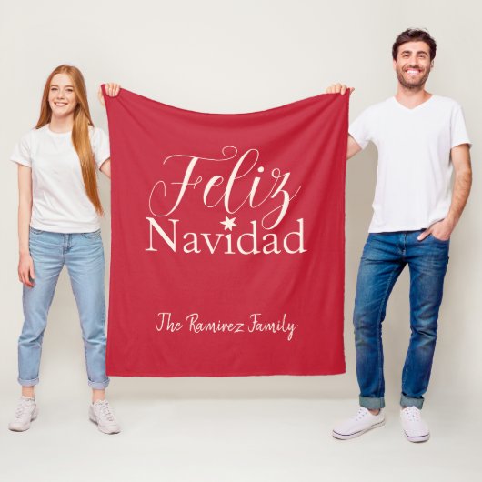Feliz Navidad モダンなクリスマスの家族 フリースブランケット (インサイチュ)