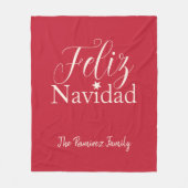 Feliz Navidad モダンなクリスマスの家族 フリースブランケット (正面)