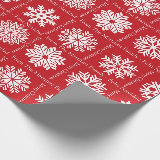 Feliz Navidad 家族の名前入り クリスマス ラッピングペーパー (角)