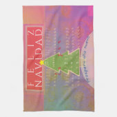 "Feliz Navidad"平和と幸せな新年 キッチンタオル (縦)