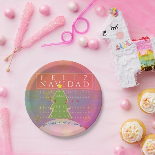 "Feliz navidad"平和と新年の幸せ ペーパープレート (パーティー)