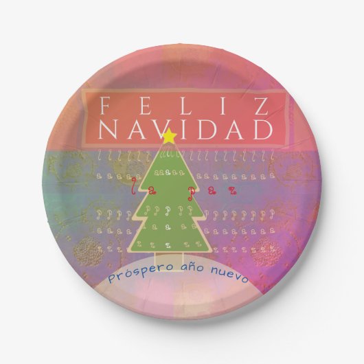 "Feliz navidad"平和と新年の幸せ ペーパープレート (正面)
