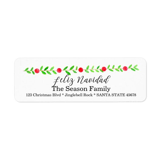 Feliz Navidad、水彩クリスマスバナー ラベル (正面)