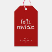 Feliz Navidad – 赤パーソナライズされたのクリスマス ギフトタグ (正面)