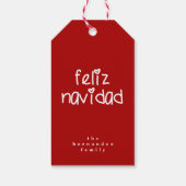 Feliz Navidad – 赤パーソナライズされたのクリスマス ギフトタグ (裏面)
