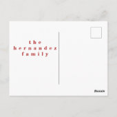 Feliz Navidad – 赤パーソナライズされたのクリスマス ポストカード (裏面)