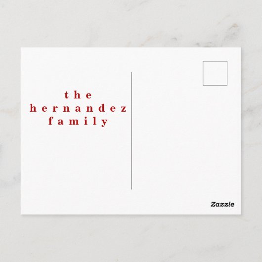 Feliz Navidad – 赤パーソナライズされたのクリスマス ポストカード (裏面)