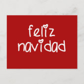 Feliz Navidad – 赤パーソナライズされたのクリスマス ポストカード (正面)