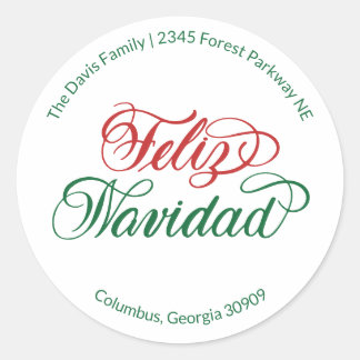 Feliz Navidad 返信先ステッカー ラウンドシール