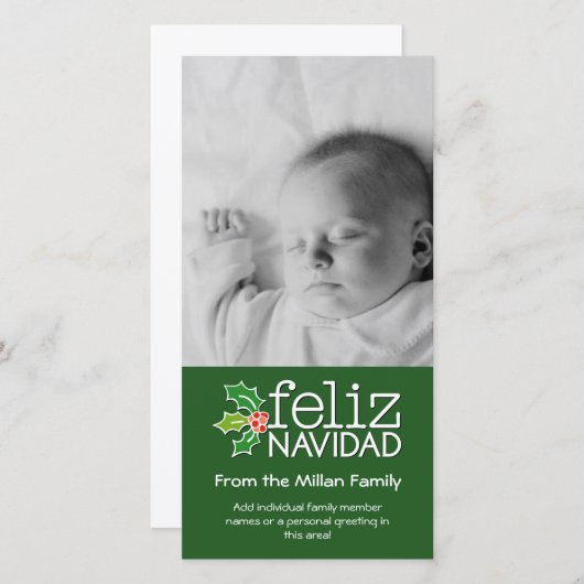 Feliz Navidad - 1つの縦の写真 シーズンカード (正面/裏面)