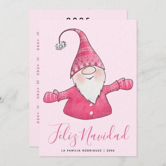 Feliz Navidad 2025カレンスペインのダー格言ピンク シーズンカード (正面/裏面)