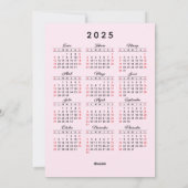 Feliz Navidad 2025カレンスペインのダー格言ピンク シーズンカード (裏面)