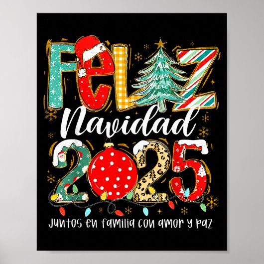 Feliz Navidad 2025 Matching Family Spanish Christm ポスター (正面)