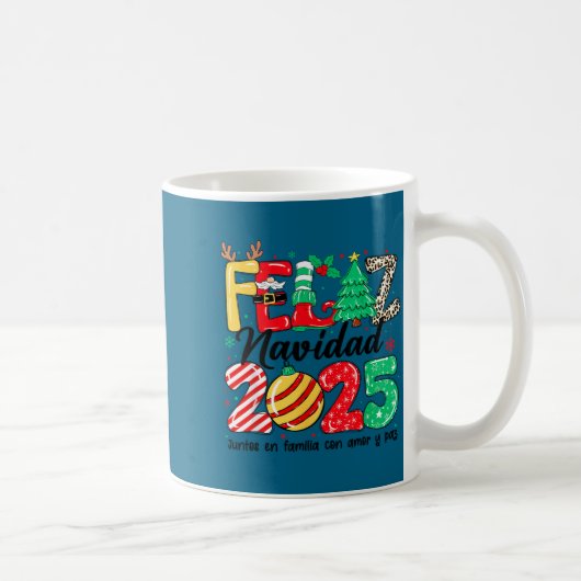 Feliz Navidad 2025 Spanish Christmas Mexican Famil コーヒーマグカップ (右)