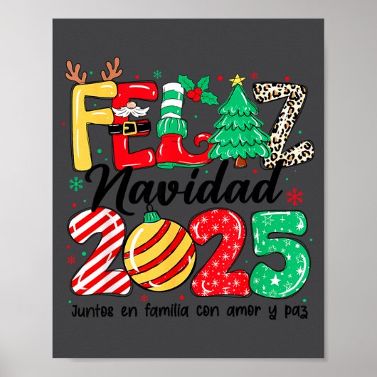 Feliz Navidad 2025 Spanish Christmas Mexican Famil ポスター (正面)