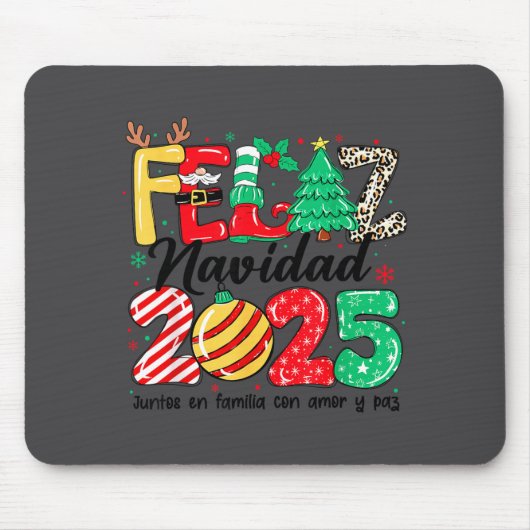Feliz Navidad 2025 Spanish Christmas Mexican Famil マウスパッド (正面)