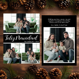 Feliz Navidad 4枚の写真フラットホリデーカード シーズンカード