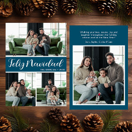 Feliz Navidad 4枚の写真フラットホリデーカード シーズンカード