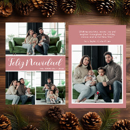 Feliz Navidad 4枚の写真フラットホリデーカード シーズンカード