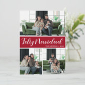 Feliz Navidad 4枚の写真フラットホリデーカード シーズンカード (スタンド正面)