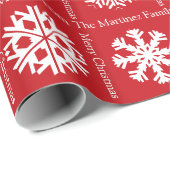 Feliz Navidad Add Family Recipients Name Christmas ラッピングペーパー (ロールコーナー)