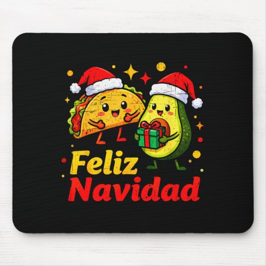 Feliz Navidad Avocado Tacos Mexican Xmas Family Ma マウスパッド (正面)