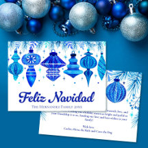 Feliz Navidad Baubles in Blue Water color Family