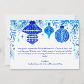 Feliz Navidad Baubles in Blue Water color Family シーズンカード (裏面)