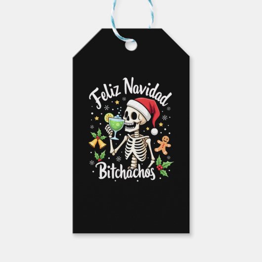 Feliz Navidad Bitchachos ふざけたドクロ スペイン語 メリー ギフトタグ (正面)