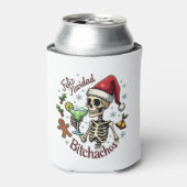 Feliz Navidad Bitchachos Funny Skull Spanish Merry 缶クーラー (缶正面)
