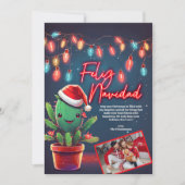 Feliz Navidad Cactus家族写真クリスマス シーズンカード (正面)