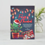 Feliz Navidad Cactus家族写真クリスマス シーズンカード (スタンド正面)