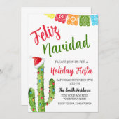 Feliz Navidad Cactus Christmas Holiday Fiesta 招待状 (正面/裏面)