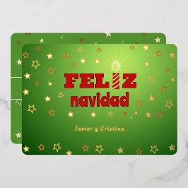 Feliz navidad candle stars greetings Foil Card 箔シーズンカード