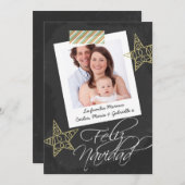 Feliz Navidad Chalkboardフォトフレームとテープ シーズンカード (正面/裏面)