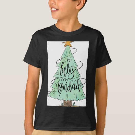 Feliz Navidad Christmas Tree T Shirt Tシャツ (正面)