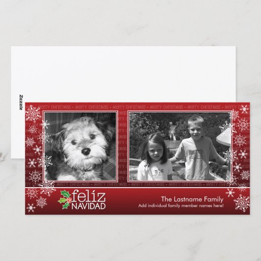 Feliz Navidad - collage de 2 fotos シーズンカード (正面/裏面)