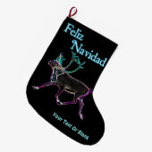 Feliz Navidad - Electric Caribou ラージクリスマスストッキング (正面 (吊り時))