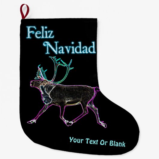 Feliz Navidad - Electric Caribou ラージクリスマスストッキング (正面)