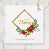 Feliz Navidad Español con Flor de Pascua y Acebo フェイバータグ (裏面)