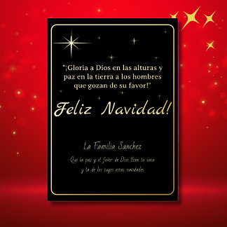 Feliz Navidad Golden & Black Luke 2:14 Verse 箔シーズンカード