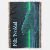 Feliz Navidad - Ice Edge Polar Bear スローブランケット (正面縦)