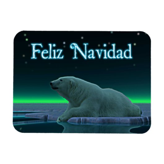 Feliz Navidad - Ice Edge Polar Bear マグネット (横)